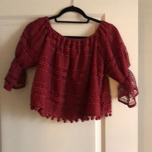 TULAROSA crimson lace blouse
